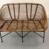 Mid-Century Rattan Bench, 1960s Product Overview