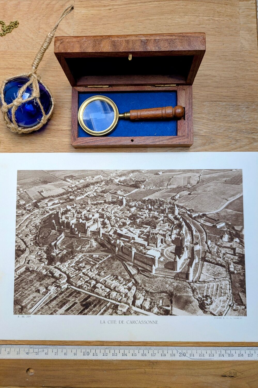 Carcassonne, Aude, vintage, photo plate printed in 1935.