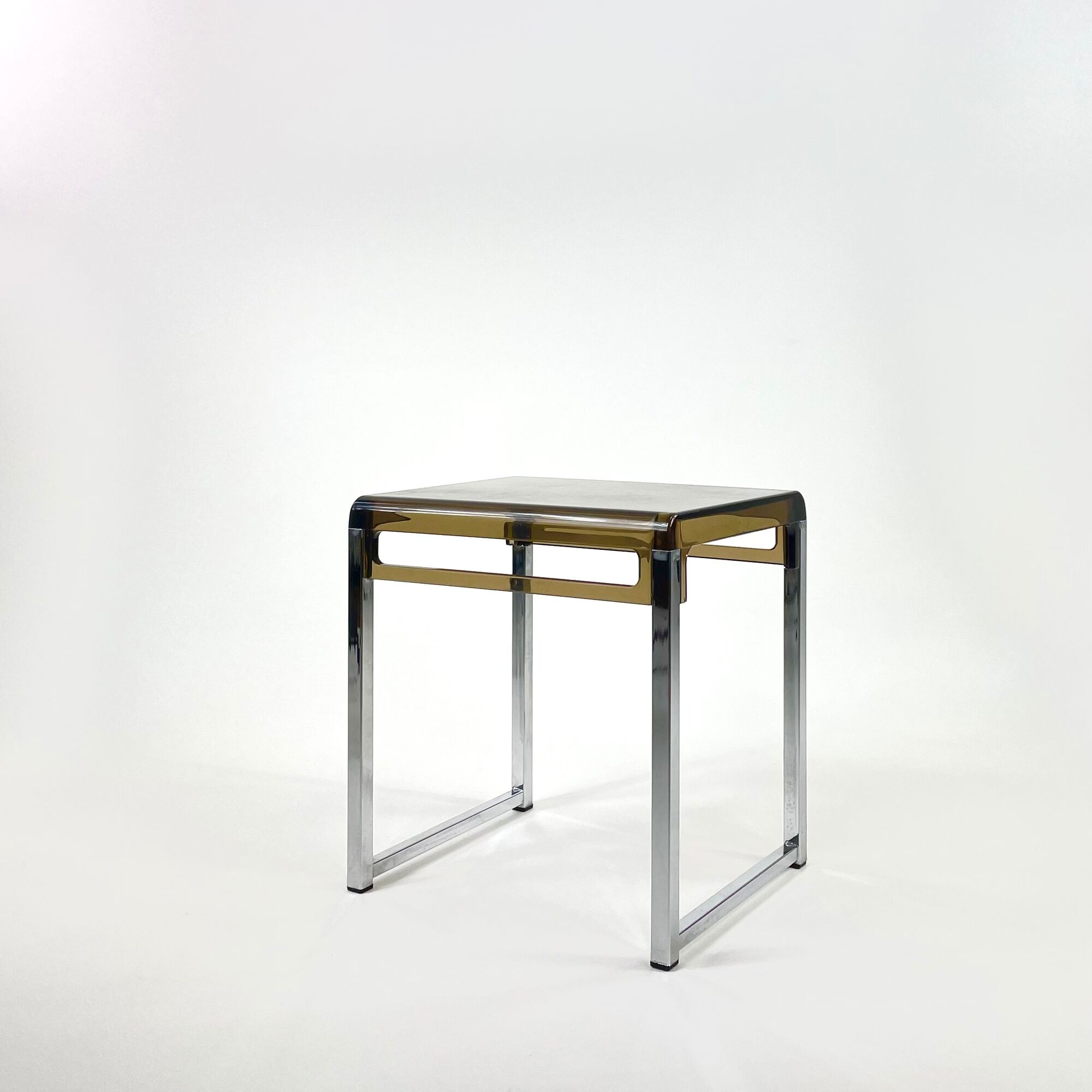 Vintage plexiglass and chrome side table, France, circa 1970