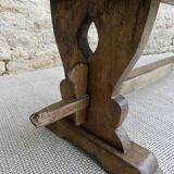 Ancient solid wooden monastery bench, 180 cm length