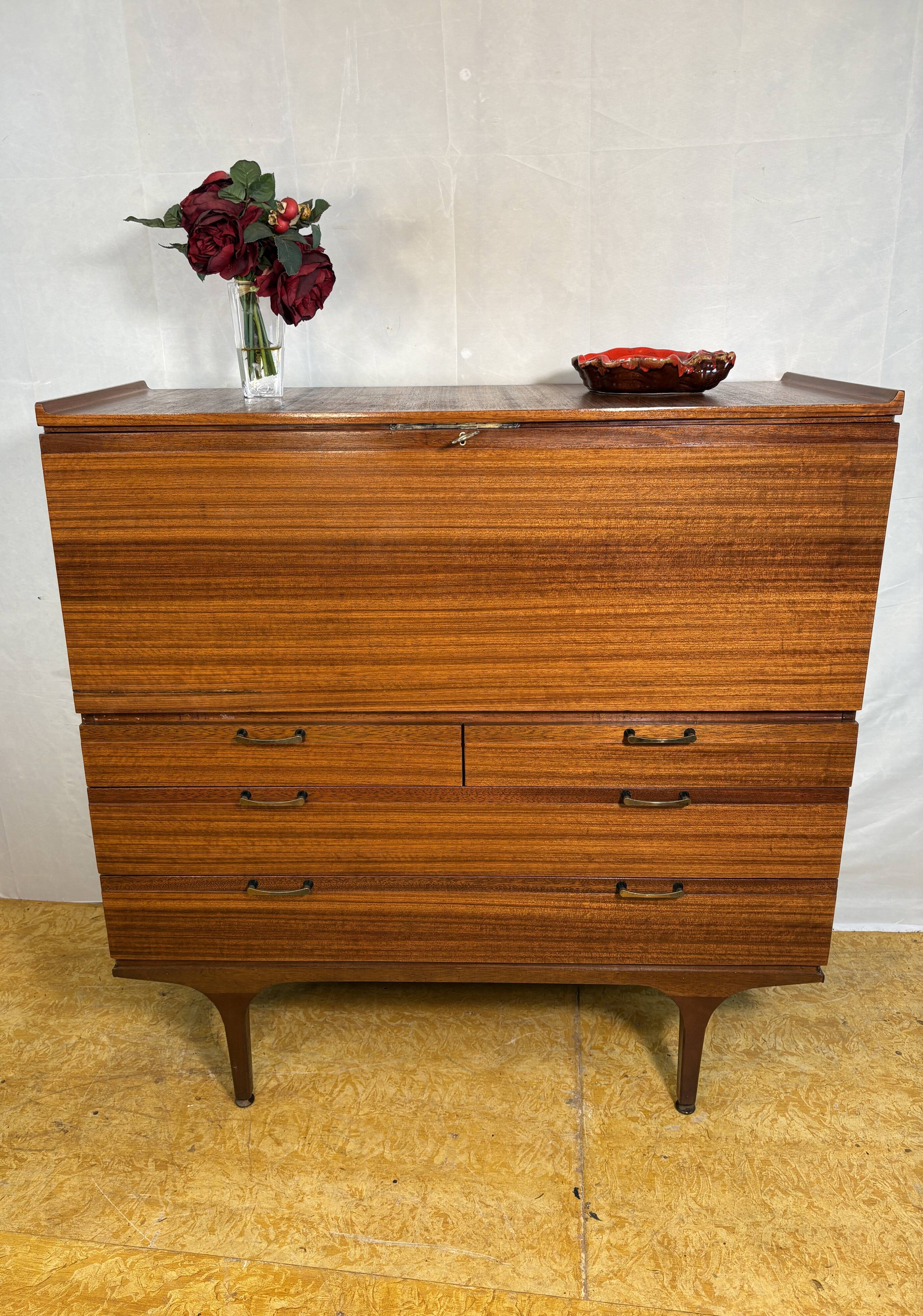 Mid-Century Retro Vintage Teak Bureau / Desk by Meredew 1960  Large Writing