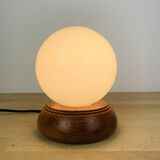 Opaline globe pine lamp from the 60s