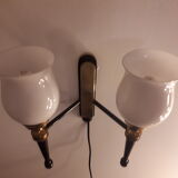 Double opaline and bronze wall lam