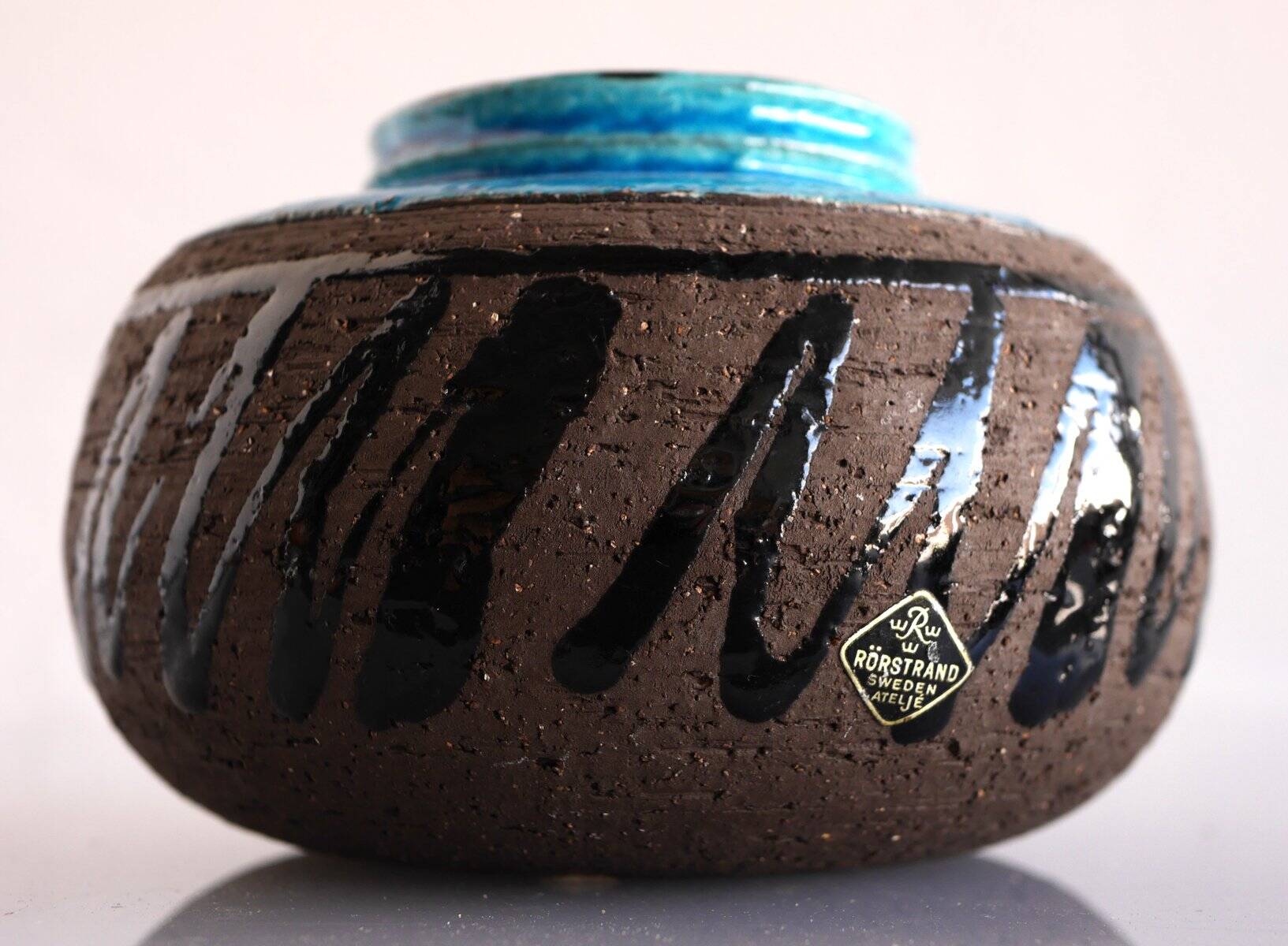 Mid-century modern studio art ceramic vase by Inger Persson for Rörstrand, Sweden, 1970s