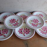 8 Assiettes anciennes en céramiques fleuries