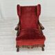 Fauteuil danois en bois de frêne et velour années 1930