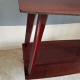 Vintage TV table with casters and 2 shelves years 60 varnished