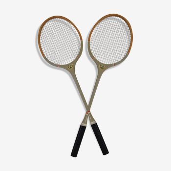 Paire de raquettes de badminton vintage, vers les années 1970.