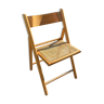 Chaise pliante vintage cannage et bois