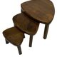 Set of 3 brutalist oak oval side or nesting tables 1970s