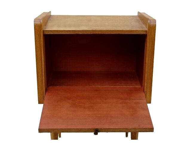 Vintage bedside table 1950 clear solid wood