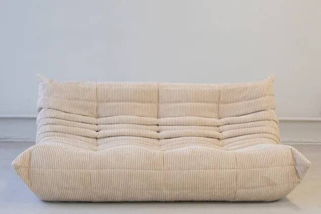 Togo 3 places et fauteuil en velours côtelé blanc