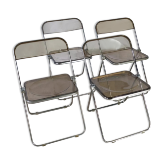 4 chaises Plia par Giancarlo Piretti pour Castelli