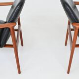 Paire de fauteuils scandinaves en teck et cuir Westnofa Norvège 1960