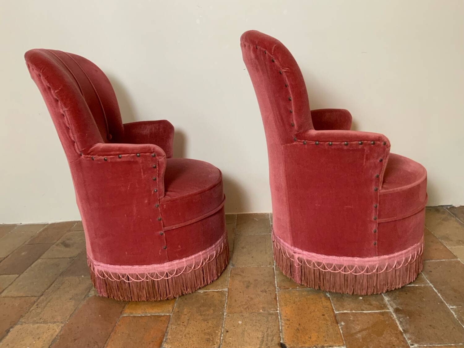 Pair of toadstool armchairs