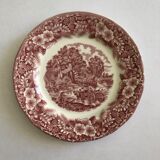 4 red vintage dessert plates