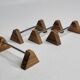 Set of four vintage metal and wood knife holders