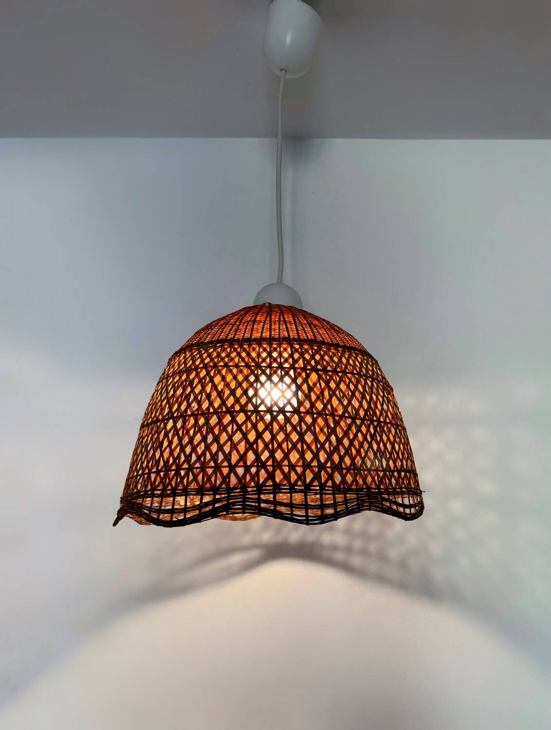 Rattan pendant lamp from the 60s