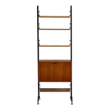 Bibliothèque modulaire autoportante en teck et acier de style italien moderne du milieu du siècle,