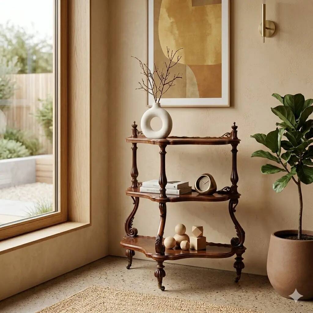 Antique Louis-Philippe walnut shelf, Italy, 19th century