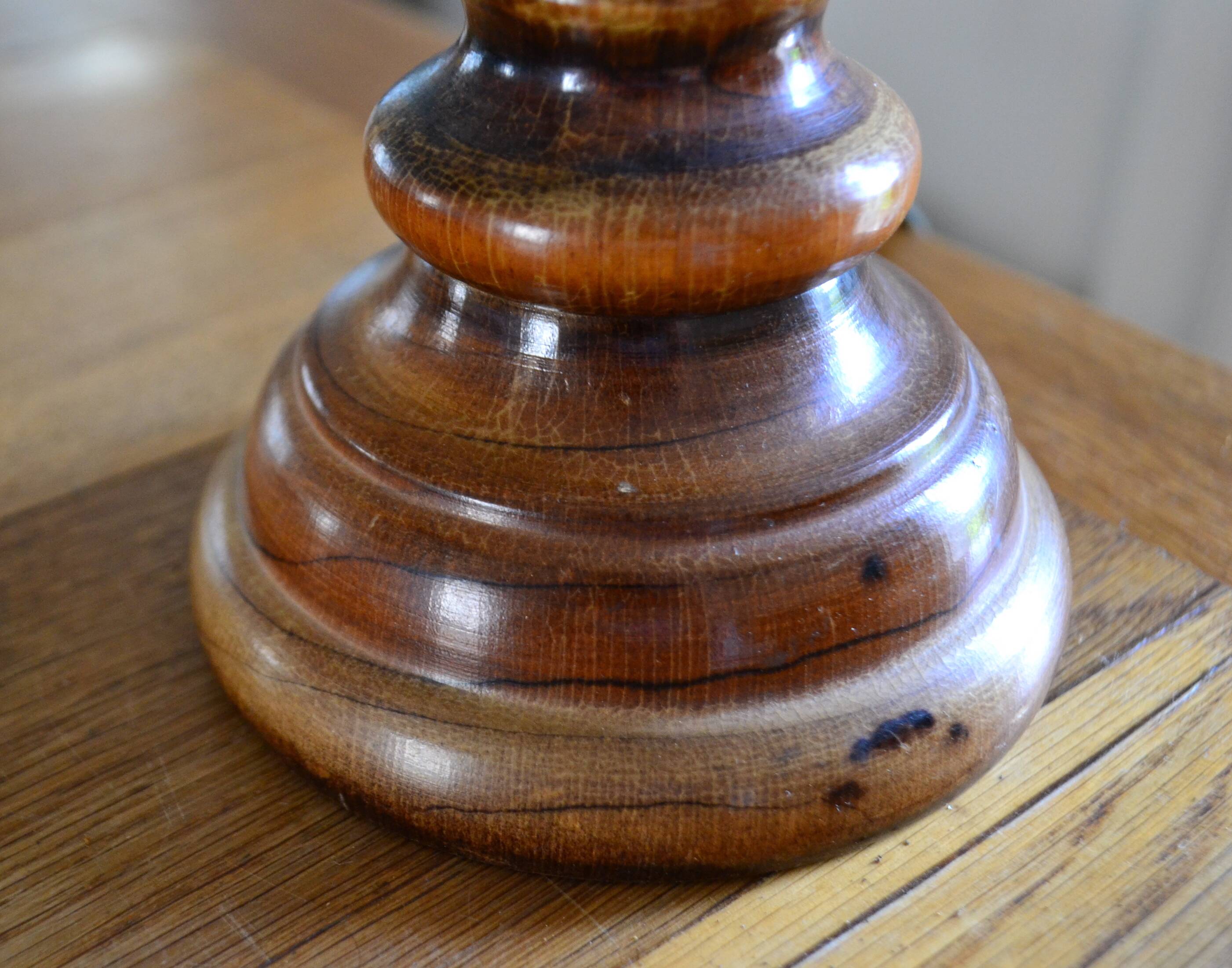 Vintage turned wooden lamp