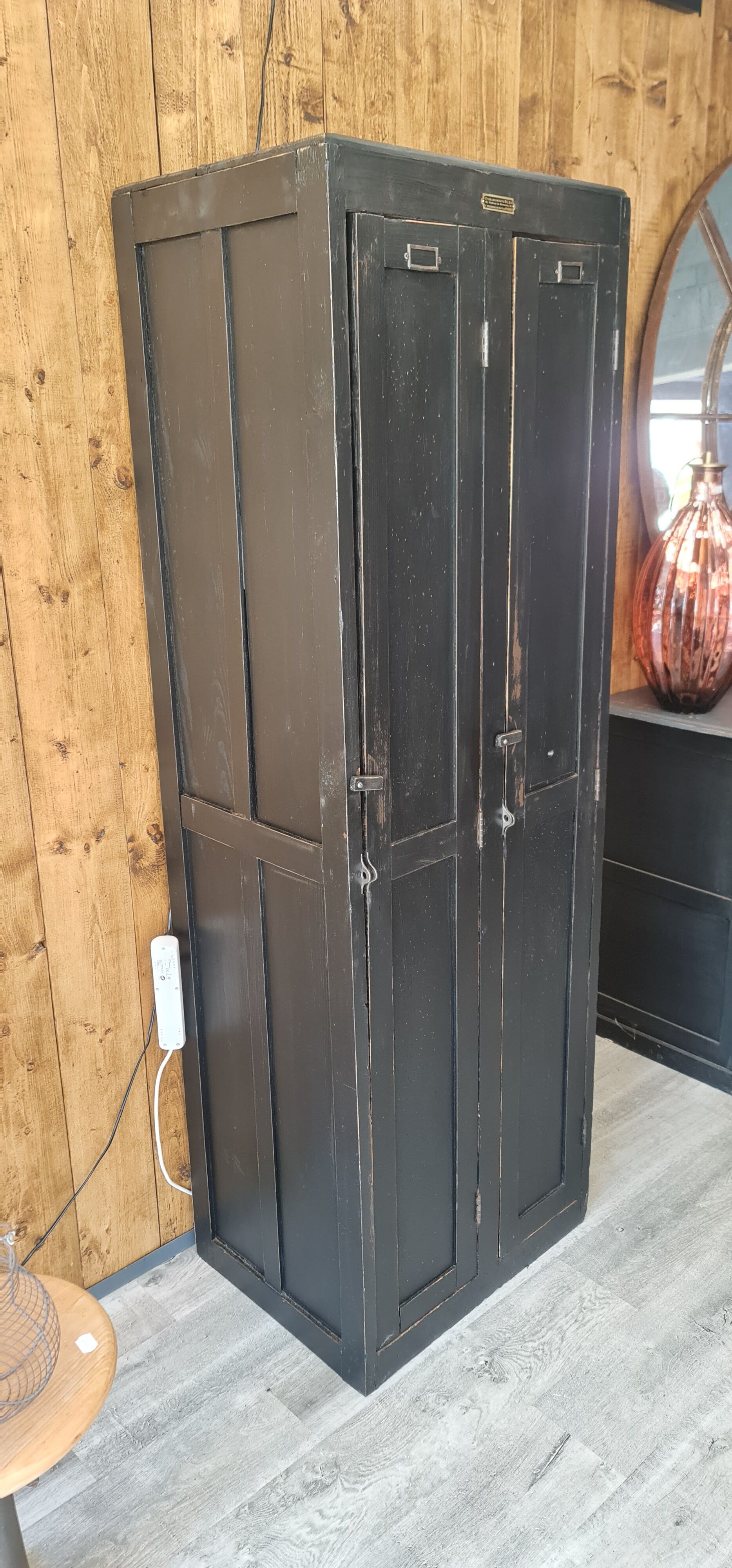 Old wooden factory cloakroom double door industrial furniture