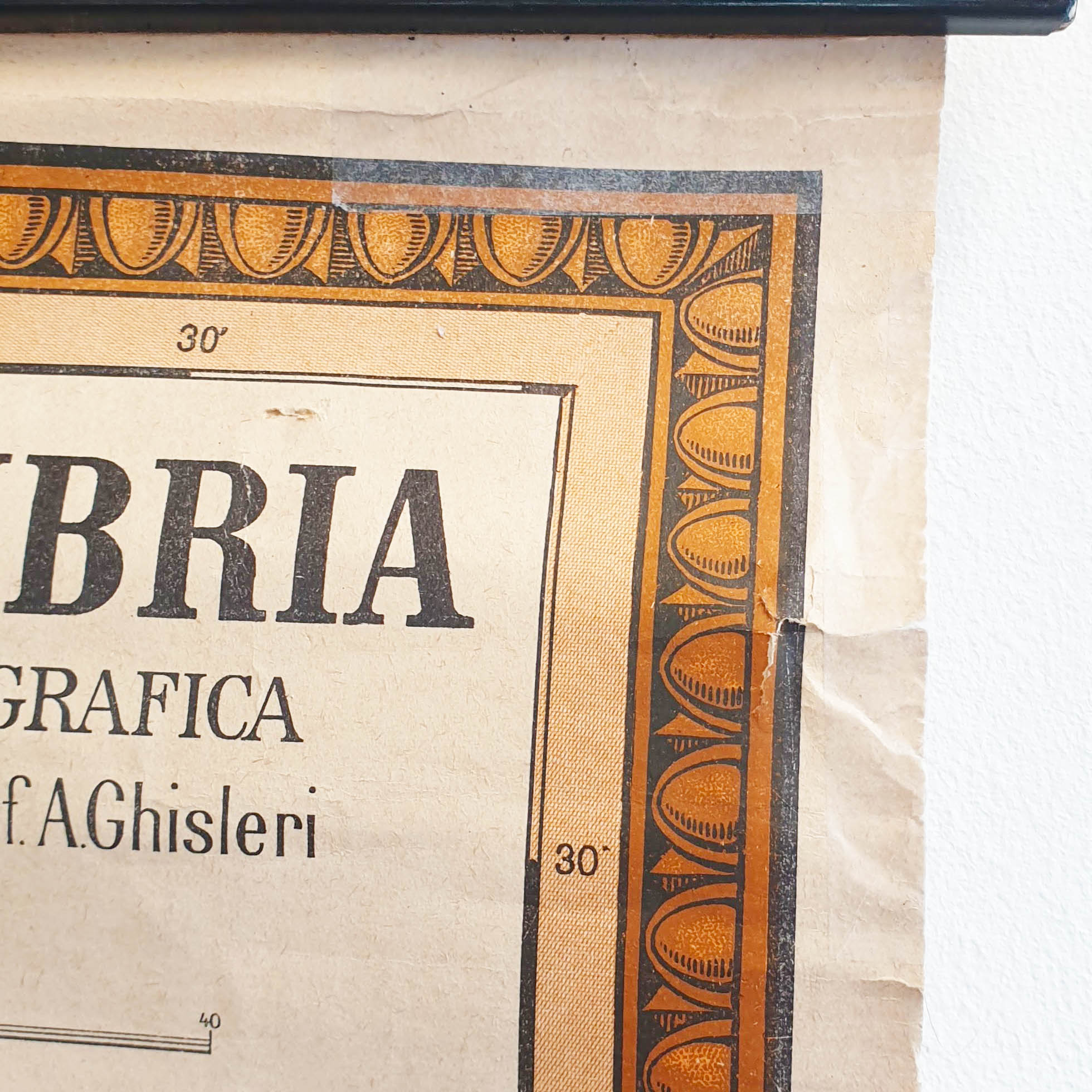 Vintage school map of Lazio and Umbria in Italy