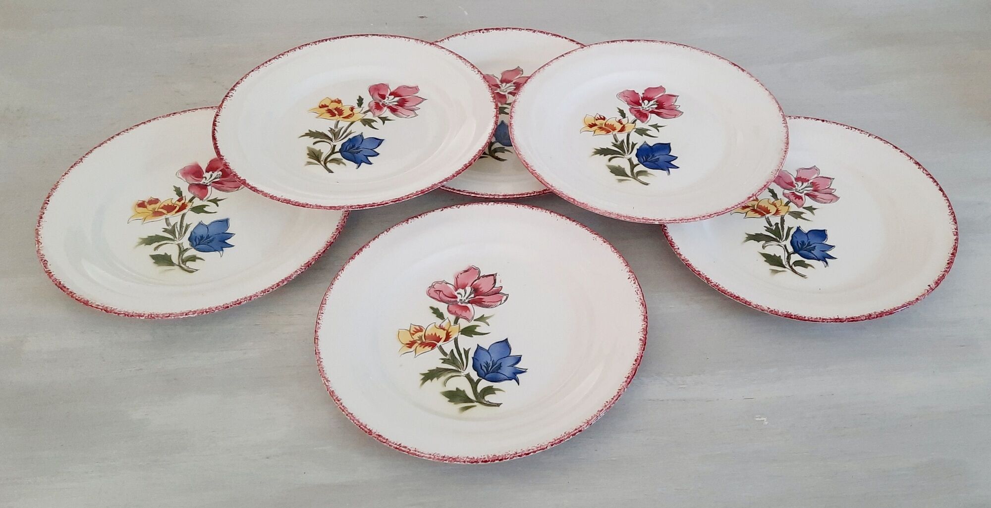 Flat faience plates from Saint-Amand Ceranord vintage maïté model