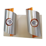 Pair of 70s brushed steel sconces