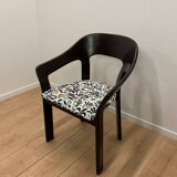 Set of 4 vintage wooden and fabric chairs, 1970