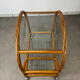 Glass and rattan dessert trolley, bar cart