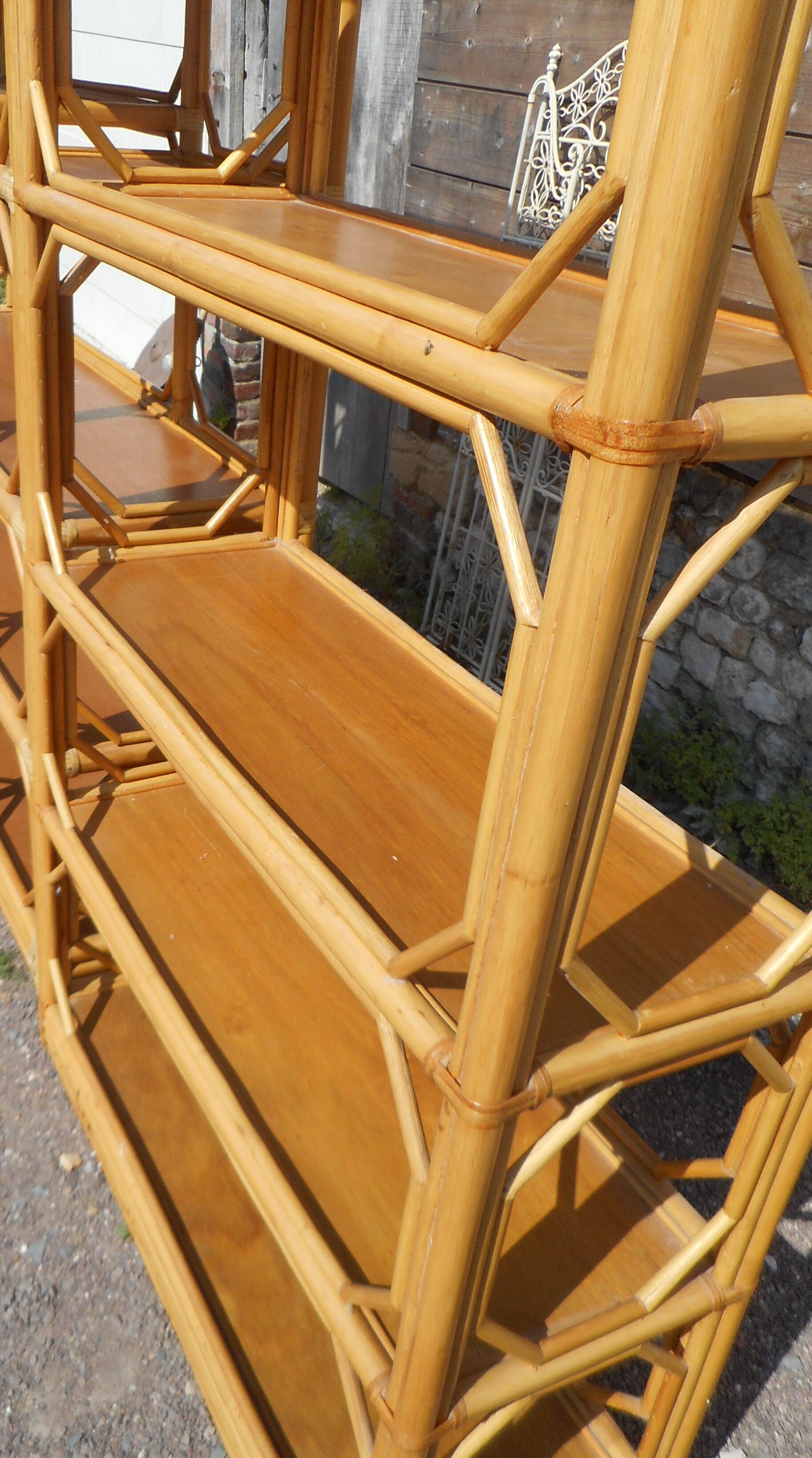 Set of 2 vintage rattan bookshelves