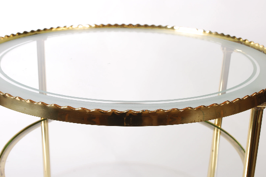 Mid century polished brass serving trolley, 1930's cocktail bar cart