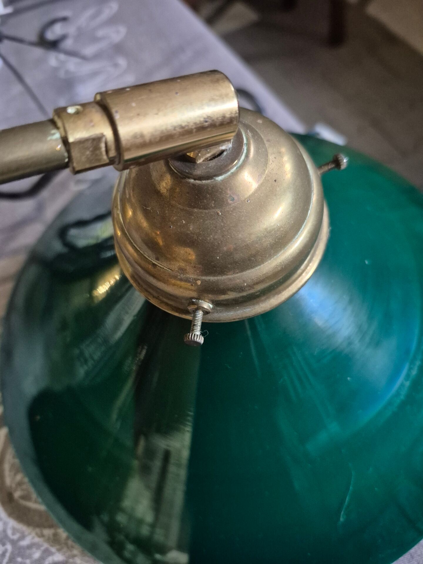 Opaline green white with brass billiard pool lamp 110-150 cm 3 shades