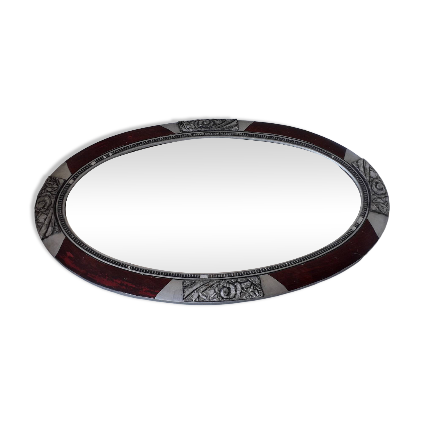 Oval wooden mirror