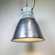 Vintage Silver Industrial Factory Pendant Lamp from Elektrosviti, 1960s