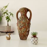 Vintage 70s amphora vase with volcanic effect