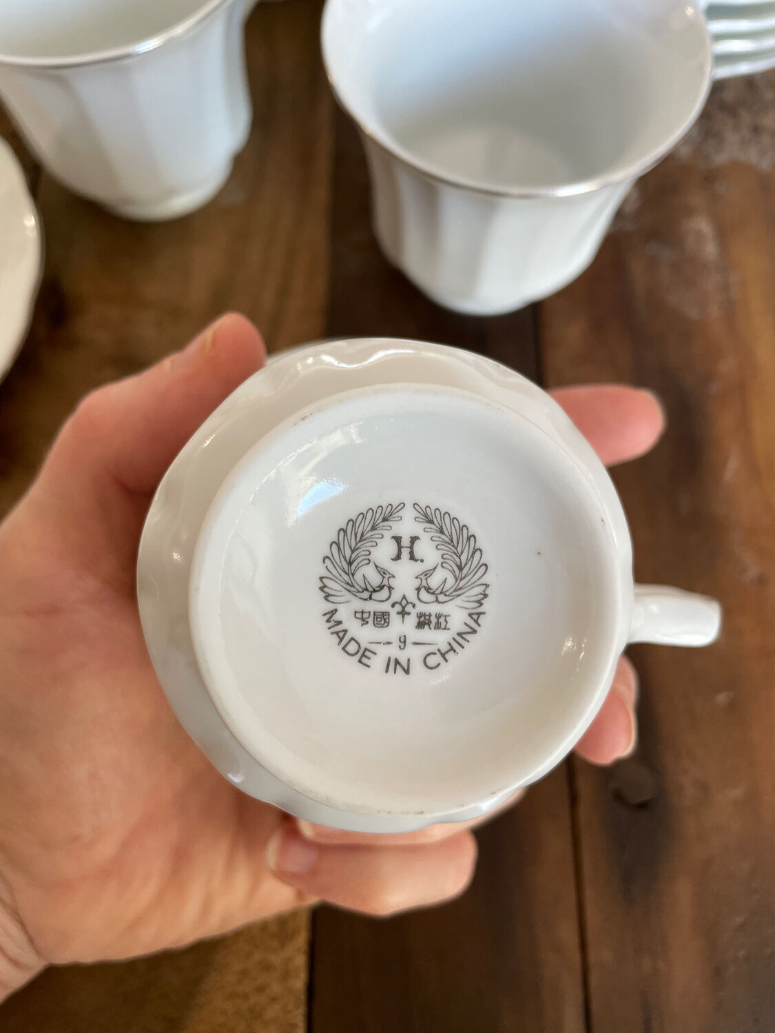Coffee service for 6 cups, coffee pot, sugar bowl, and milk jug.