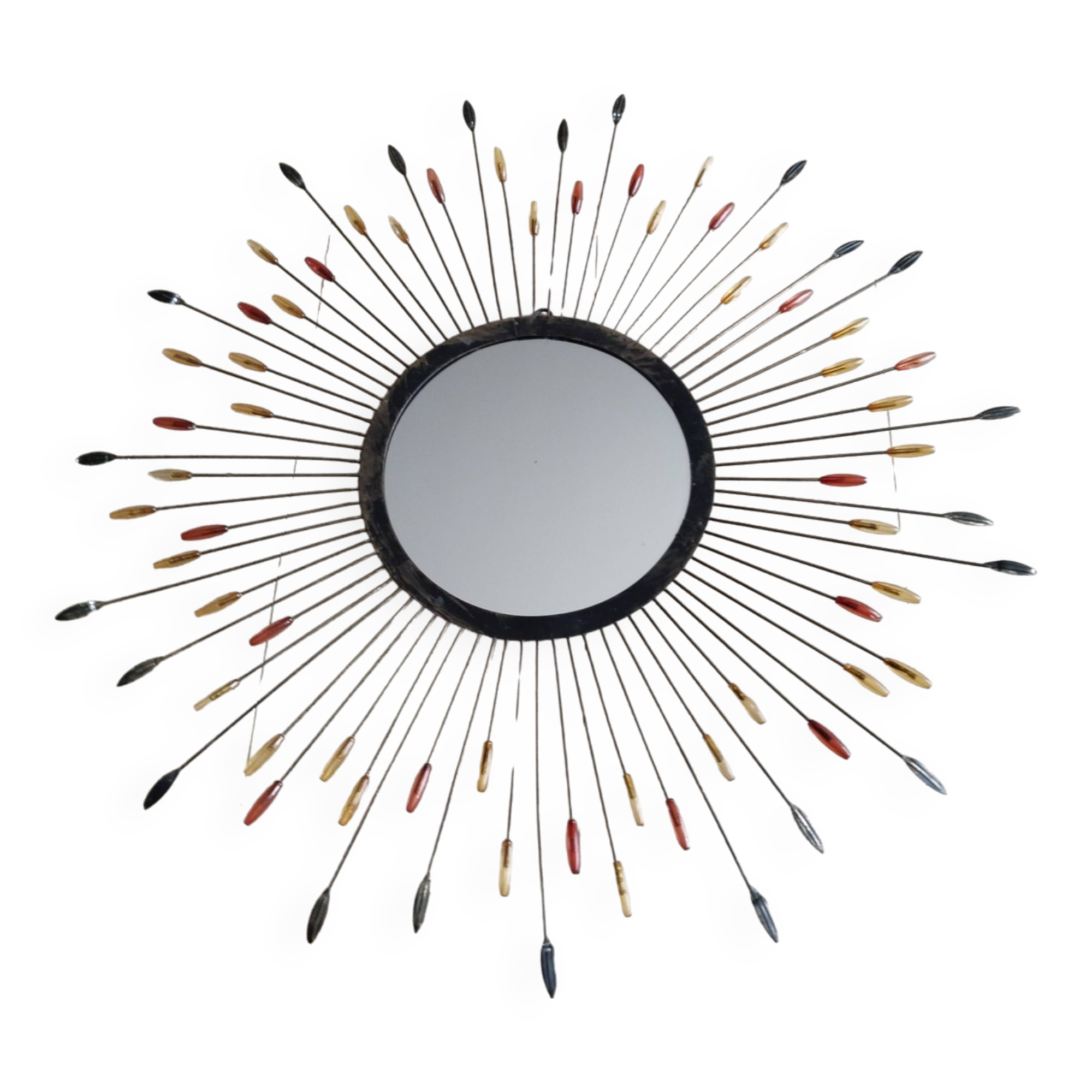 Metal sun mirror, vintage French, 66 cm