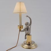 Hauy Pouigo Monkey candlestick table lamp silver plated bronze 1970's Italy