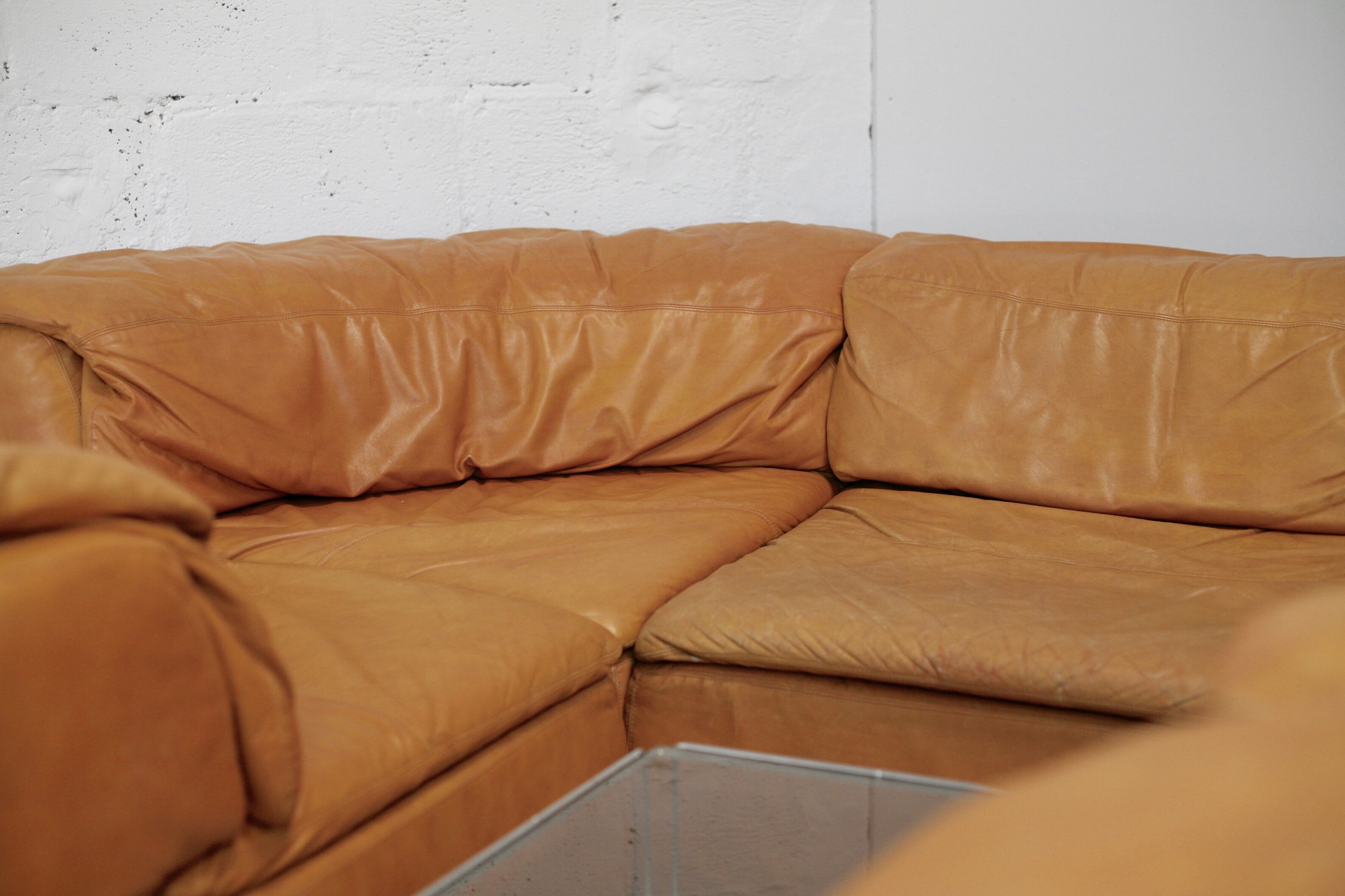 Leather modular sofa, 7 elements, 70s