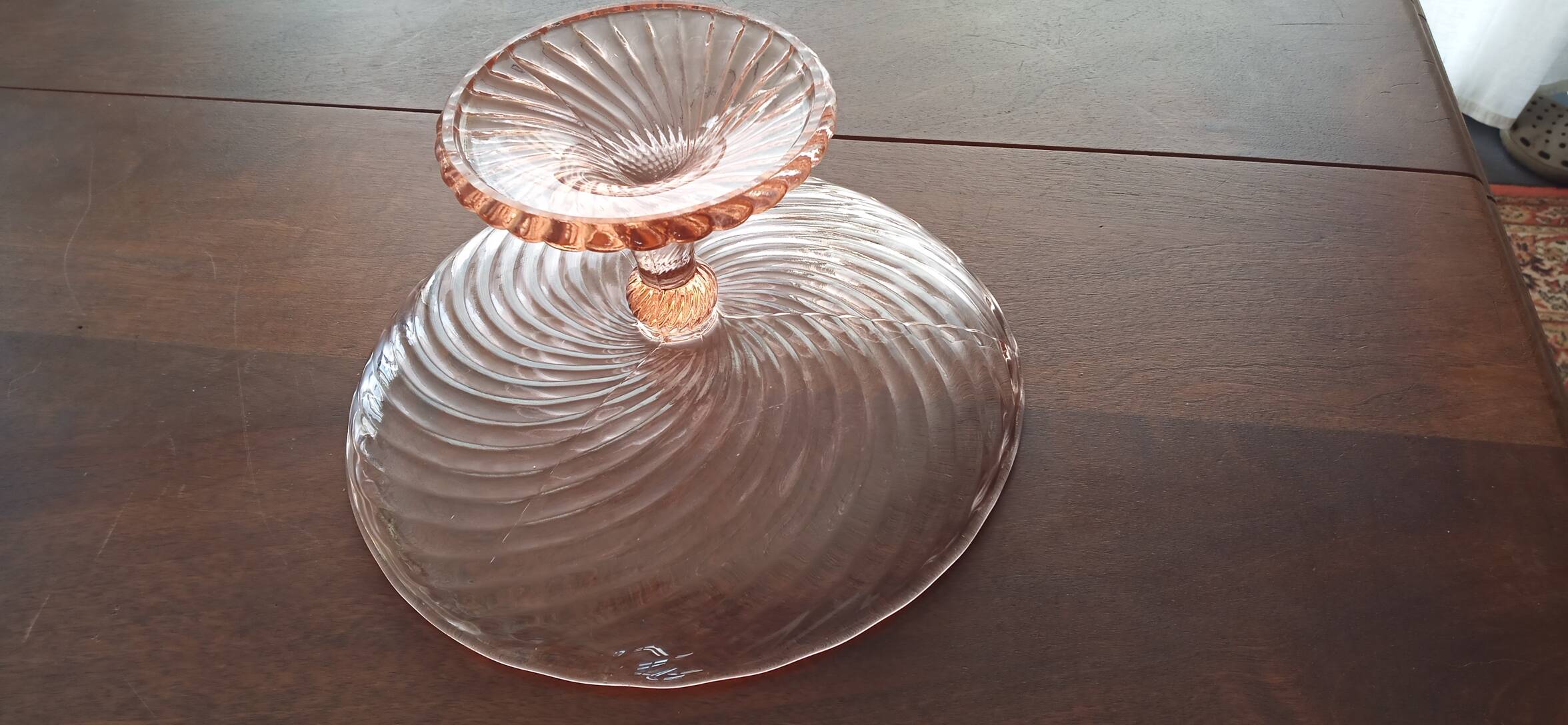 Pink glass shower bowl