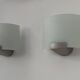 Pair of vintage wall lights, metal and frosted glass, France, 1970