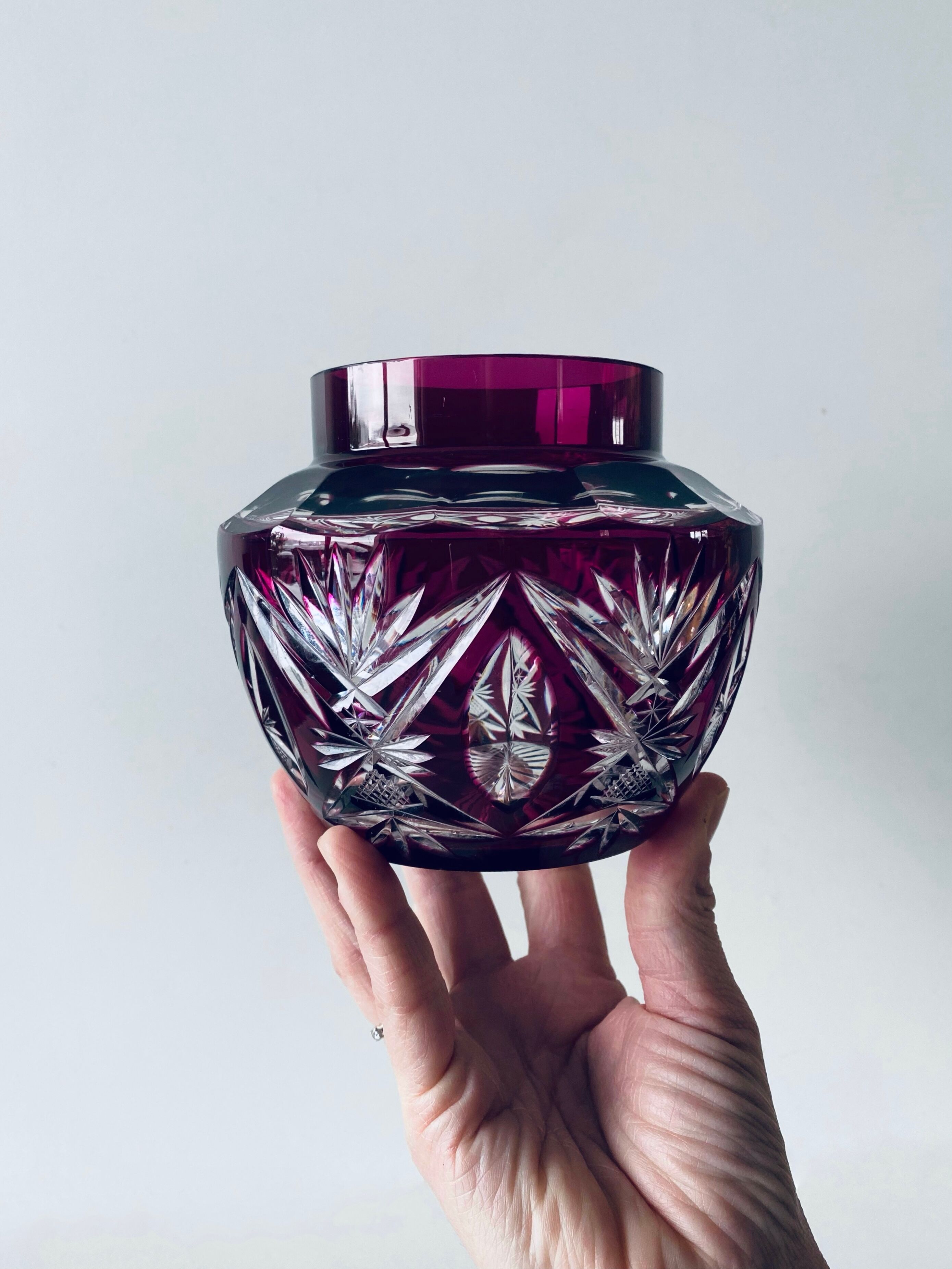 Ancient plum crystal vase