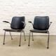 Black Leatherette Dutch Design Gispen Armchairs by Martin de Wit, 1960s.
