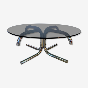 Glass and tubular metal coffee table