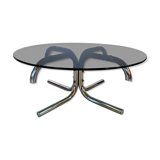 Glass and tubular metal coffee table