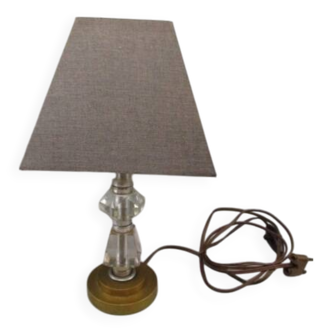 Antique art deco lamp in brass and crystal