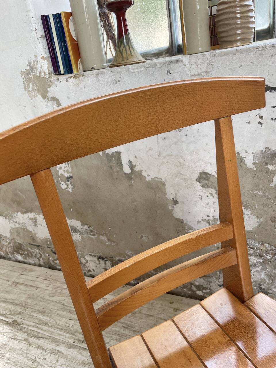 4 golden oak chairs