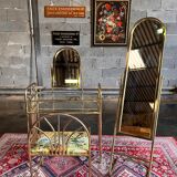 Dressing table and matching psyche in gold metal and glass 70